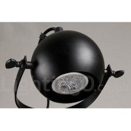 Lampă suspendată cu 6 lumini, retro, negru, de fier, cu abajururi de bile de fier negru