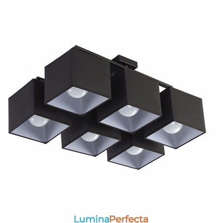 Plafoniere cu 6 lumini, moderne, contemporane, negre, montate pe plafon, cu abajur din material textil Plafoniere cu 6 lumini, moderne, contemporane, negre, montate pe plafon, cu abajur din material textil