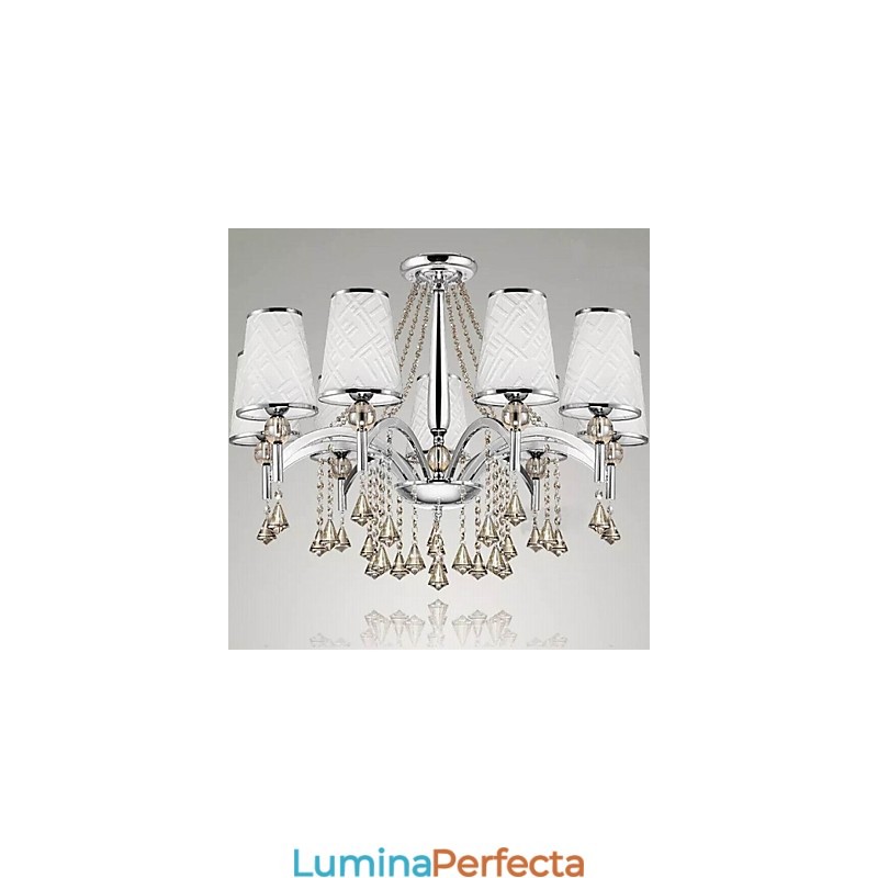 Candelabru contemporan modern din metal cromat din cristal