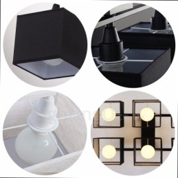 Plafoniere cu 6 lumini, moderne, contemporane, negre, montate pe plafon, cu abajur din material textil