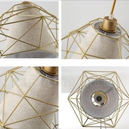 Lampă suspendată cu 1 lumină retro, vintage, negru, din fier, cu nuanțe din material textil