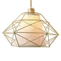 Lampă suspendată cu 1 lumină retro, vintage, negru, din fier, cu nuanțe din material textil