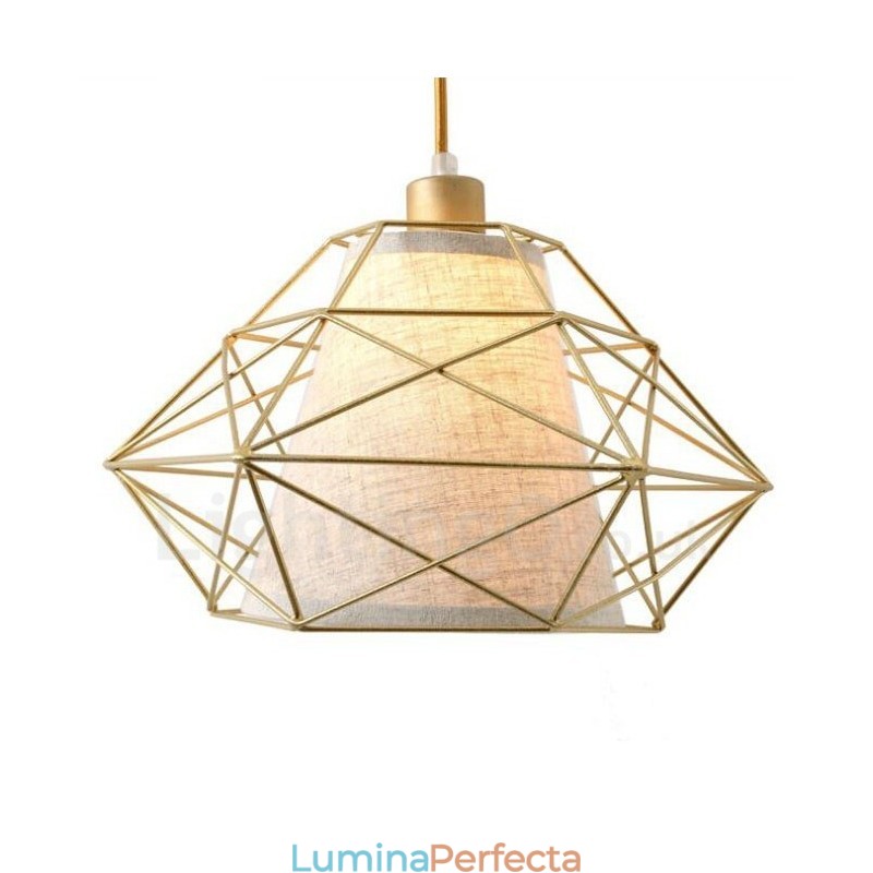 Lampă suspendată cu 1 lumină retro, vintage, negru, din fier, cu nuanțe din material textil