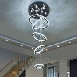 Reglabil Wi-Fi Smart Trei culori surse de lumină 5 inele Lampă suspendată de tavan modern din cristal Candelabru de interior