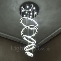 Reglabil Wi-Fi Smart Trei culori surse de lumină 5 inele Lampă suspendată de tavan modern din cristal Candelabru de interior