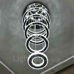 Reglabil Wi-Fi Smart Trei culori surse de lumină 5 inele Lampă suspendată de tavan modern din cristal Candelabru de interior