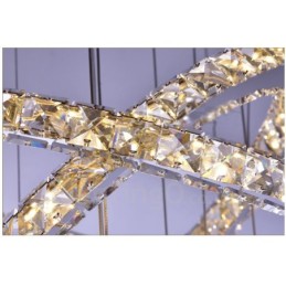 Reglabil Wi-Fi Smart Trei culori surse de lumină 5 inele Lampă suspendată de tavan modern din cristal Candelabru de interior