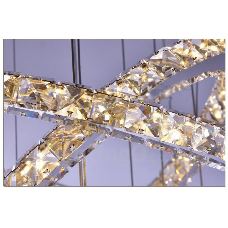 Reglabil Wi-Fi Smart Trei culori surse de lumină 5 inele Lampă suspendată de tavan modern din cristal Candelabru de interior