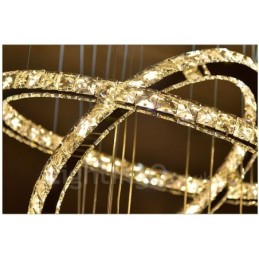 Reglabil Wi-Fi Smart Trei culori surse de lumină 5 inele Lampă suspendată de tavan modern din cristal Candelabru de interior