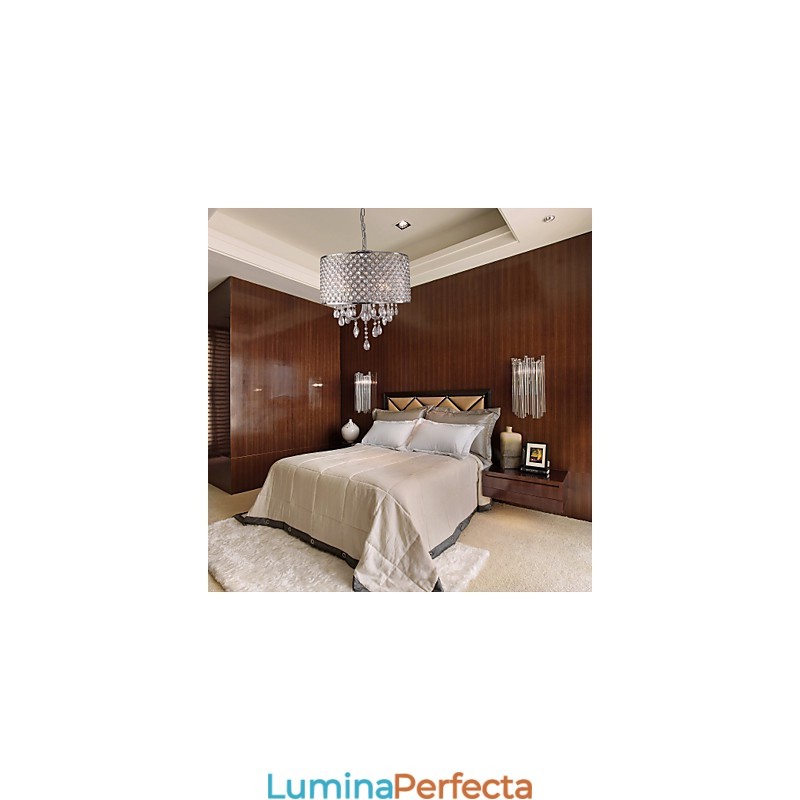 Candelabru tradițional din metal cromat din cristal
