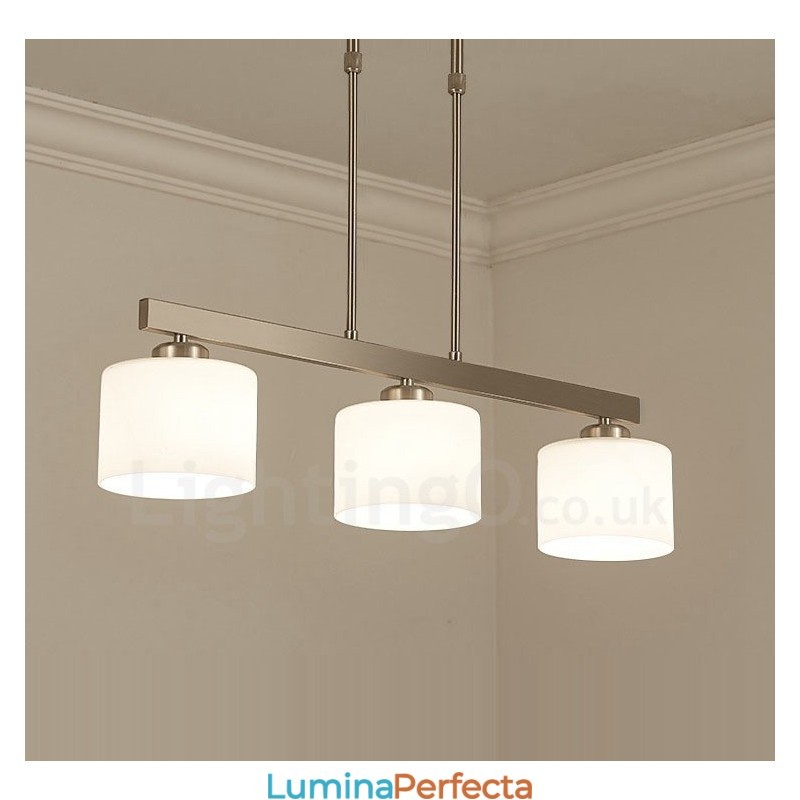 Candelabru de interior cu 3 lumini, cromat modern, iluminat suspendat pentru casă. Corpuri de iluminat cu abajururi de sticlă