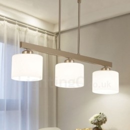 Candelabru de interior cu 3 lumini, cromat modern, iluminat suspendat pentru casă. Corpuri de iluminat cu abajururi de sticlă