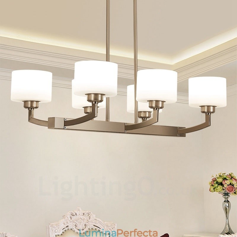 6 lumini moderne crom pandantiv candelabru de interior casa de iluminat suspendat lampi Corpuri cu abajur de sticlă