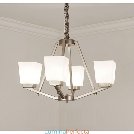 4 lumini crom pandantiv de interior candelabru modern pentru casă de iluminat suspendat lămpi cu abajururi de sticlă