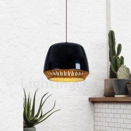 Lampă suspendată modernă și contemporană cu 1 lumină, cu nuanță negru, alb, roșu, albastru