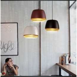Lampă suspendată modernă și contemporană cu 1 lumină, cu nuanță negru, alb, roșu, albastru