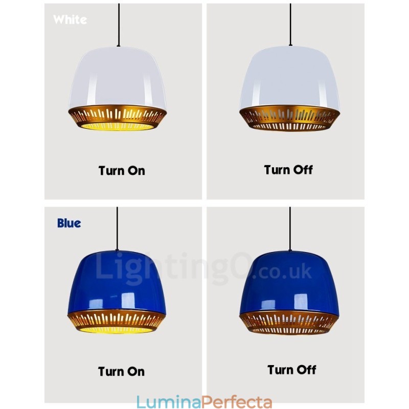 Lampă suspendată modernă și contemporană cu 1 lumină, cu nuanță negru, alb, roșu, albastru