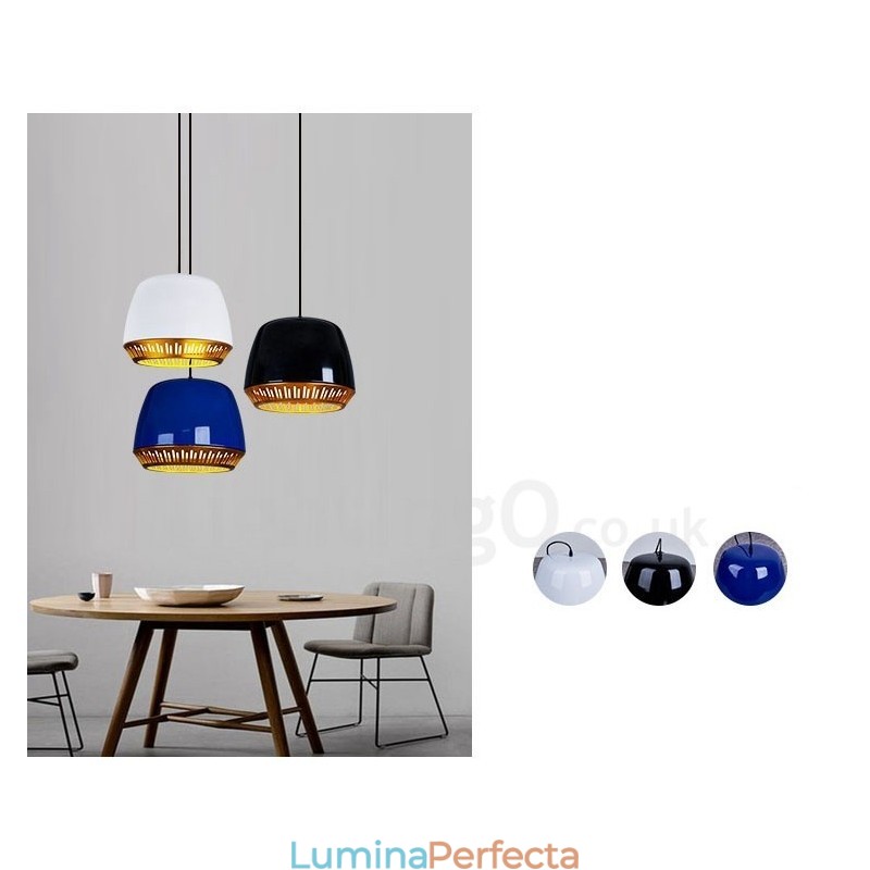 Lampă suspendată modernă și contemporană cu 1 lumină, cu nuanță negru, alb, roșu, albastru