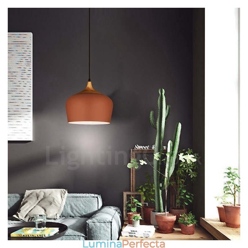 Lampă suspendată modernă contemporană cu 1 lumină, cu abajur alb roșu albastru