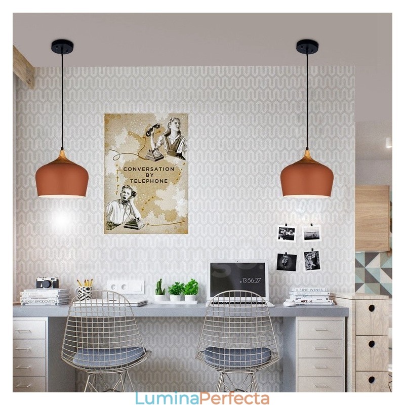 Lampă suspendată modernă contemporană cu 1 lumină, cu abajur alb roșu albastru