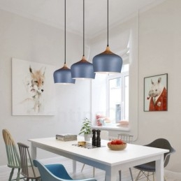 Lampă suspendată modernă contemporană cu 1 lumină, cu abajur alb roșu albastru