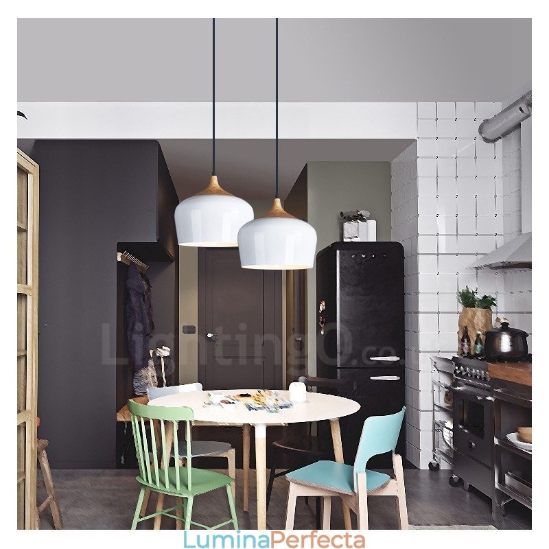 Lampă suspendată modernă contemporană cu 1 lumină, cu abajur alb roșu albastru