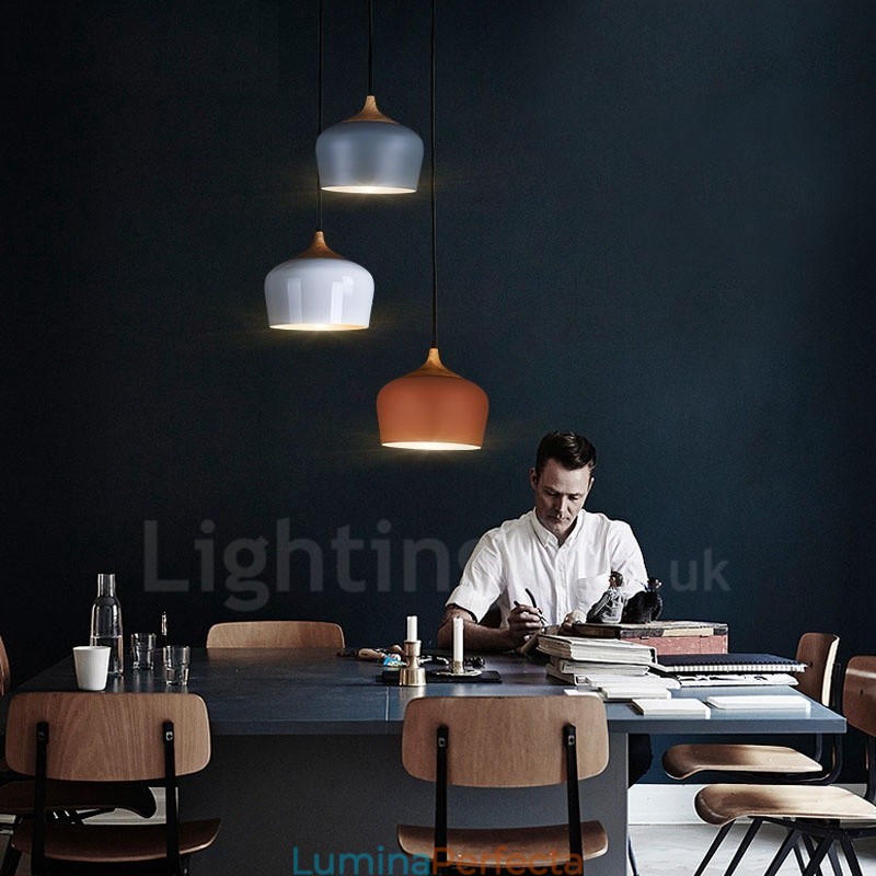 Lampă suspendată modernă contemporană cu 1 lumină, cu abajur alb roșu albastru