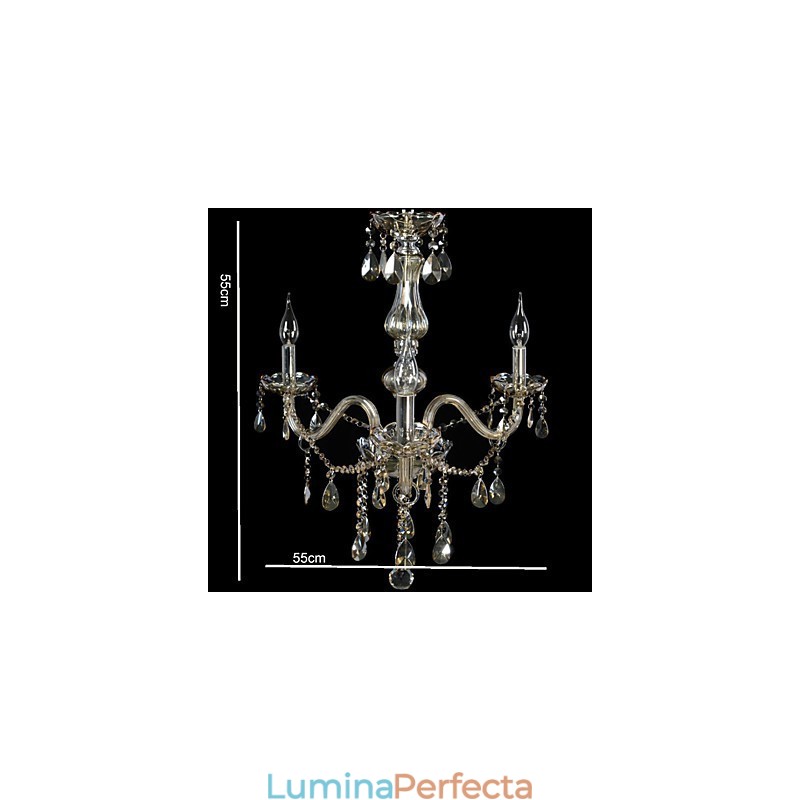 Candelabru Cristal De Lux 3 Lumini Culoare Cognac Candelabru Cristal K9