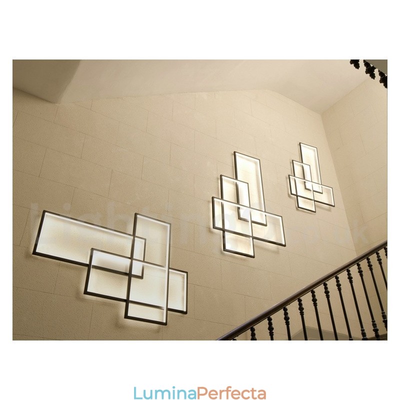Plafoniera modernă, contemporană, cu pictură din aluminiu, Lampă de perete cu montare încasată, cu dimmer cu telecomandă pentru camera de zi, dormitor