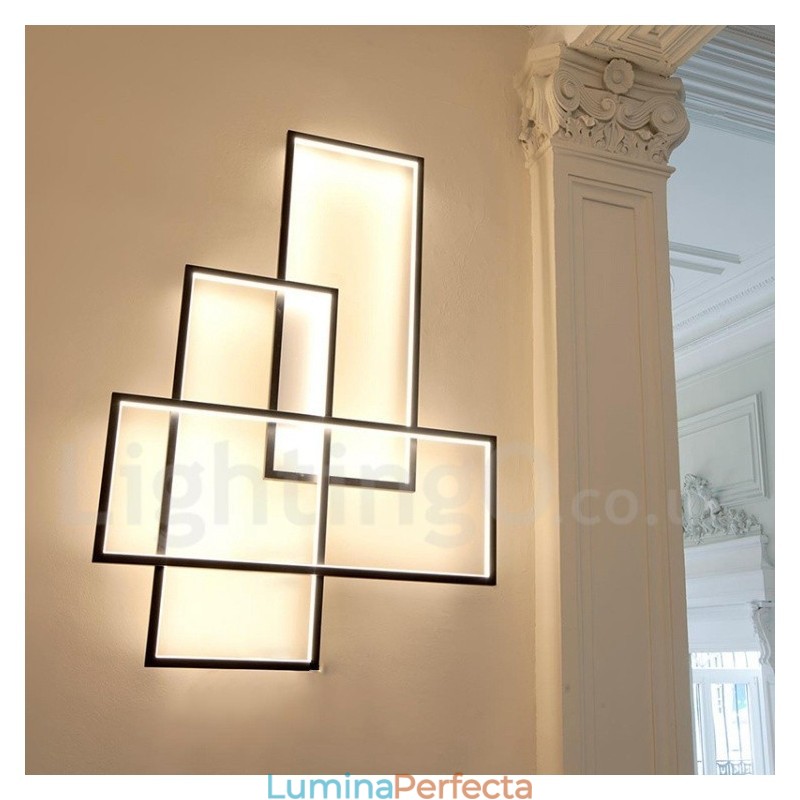 Plafoniera modernă, contemporană, cu pictură din aluminiu, Lampă de perete cu montare încasată, cu dimmer cu telecomandă pentru camera de zi, dormitor