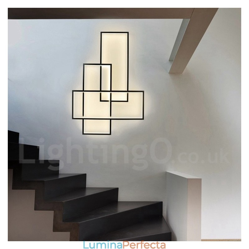 Plafoniera modernă, contemporană, cu pictură din aluminiu, Lampă de perete cu montare încasată, cu dimmer cu telecomandă pentru camera de zi, dormitor