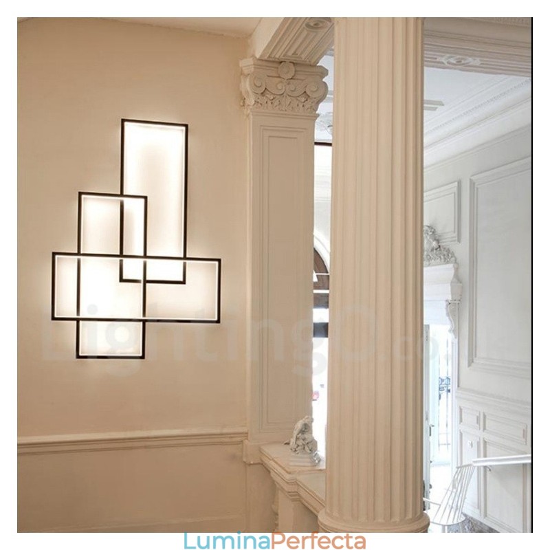 Plafoniera modernă, contemporană, cu pictură din aluminiu, Lampă de perete cu montare încasată, cu dimmer cu telecomandă pentru camera de zi, dormitor