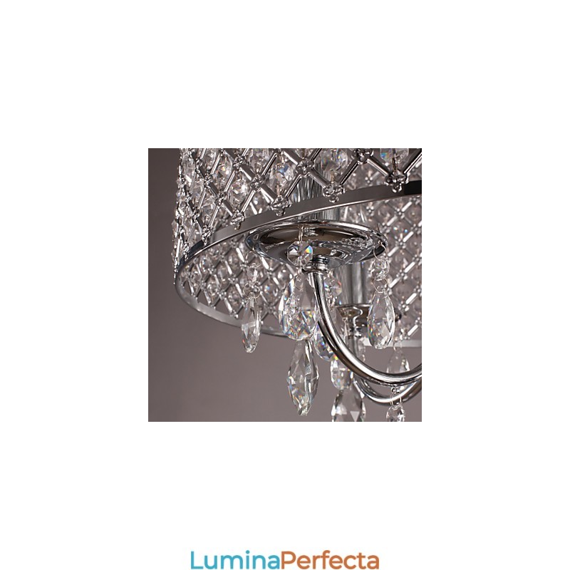 Candelabru tradițional din metal cromat din cristal