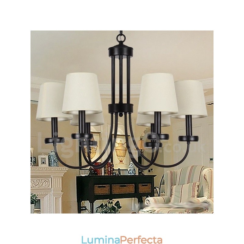 Candelabru negru, retro, în stil lumânare, cu 6 lumini
