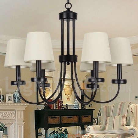 Candelabru negru, retro, în stil lumânare, cu 6 lumini Candelabru negru, retro, în stil lumânare, cu 6 lumini