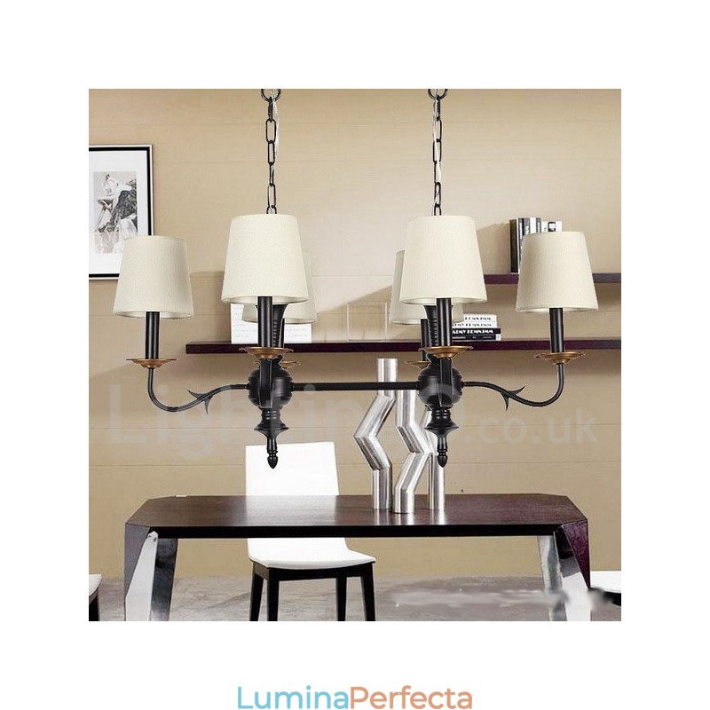 Candelabru cu 6 lumini, rustic, retro, negru, stil lumânare