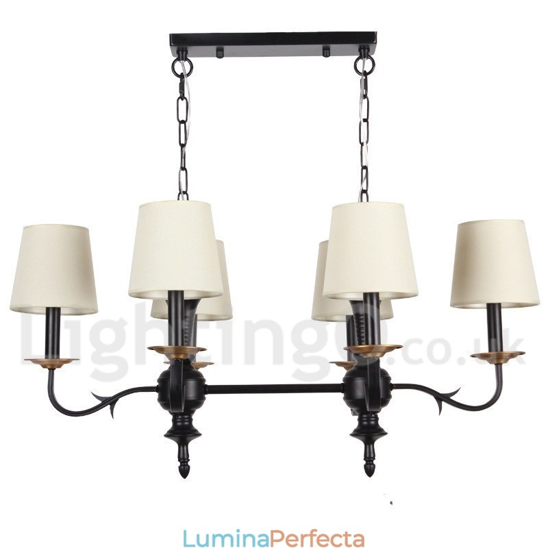 Candelabru cu 6 lumini, rustic, retro, negru, stil lumânare