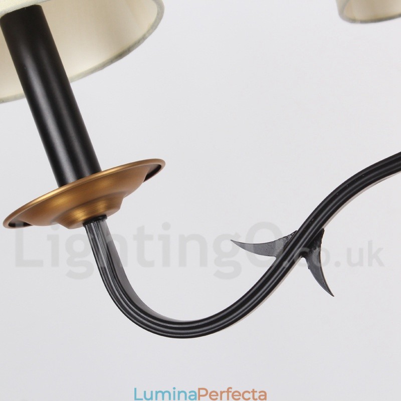 Candelabru cu 6 lumini, rustic, retro, negru, stil lumânare