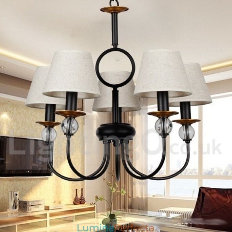 Candelabru contemporan în stil lumânare, cu 5 lumini, rustic, retro negru, stil mediteranean Candelabru contemporan în stil lumânare, cu 5 lumini, rustic, retro negru, stil mediteranean