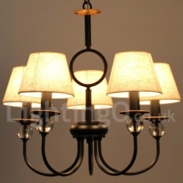 Candelabru contemporan în stil lumânare, cu 5 lumini, rustic, retro negru, stil mediteranean