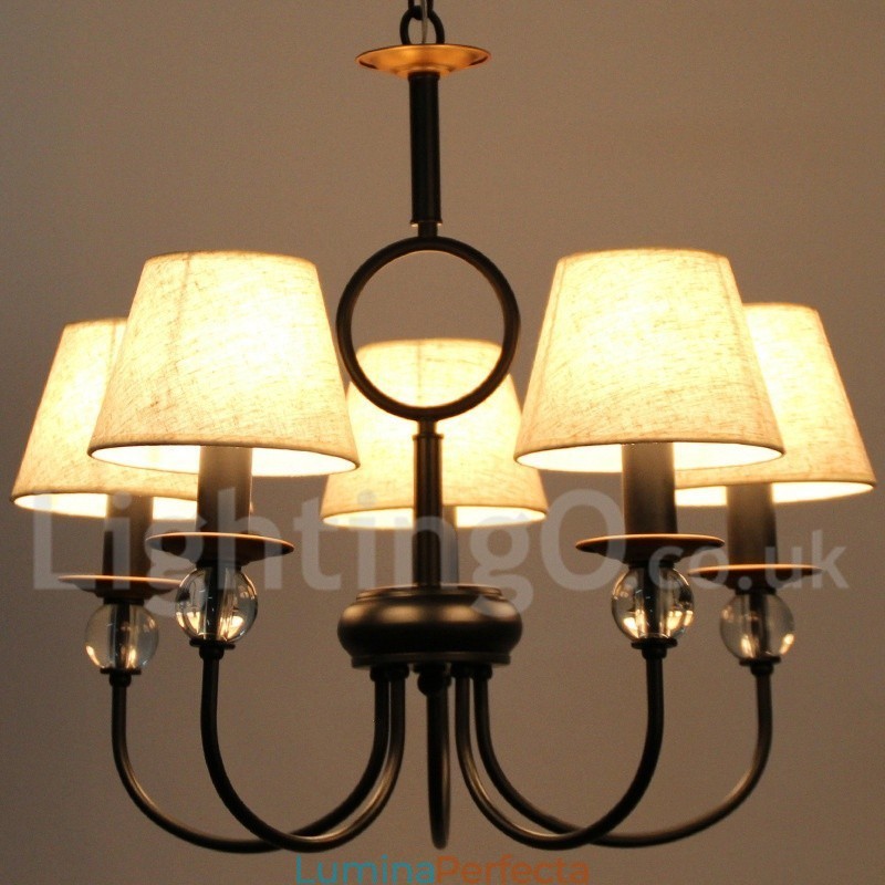 Candelabru contemporan în stil lumânare, cu 5 lumini, rustic, retro negru, stil mediteranean