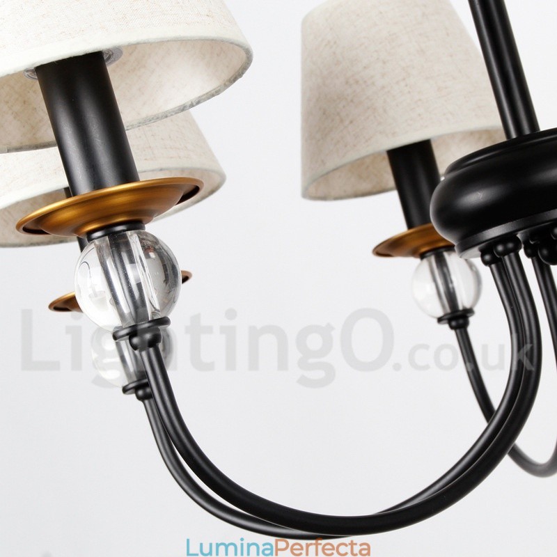 Candelabru contemporan în stil lumânare, cu 5 lumini, rustic, retro negru, stil mediteranean