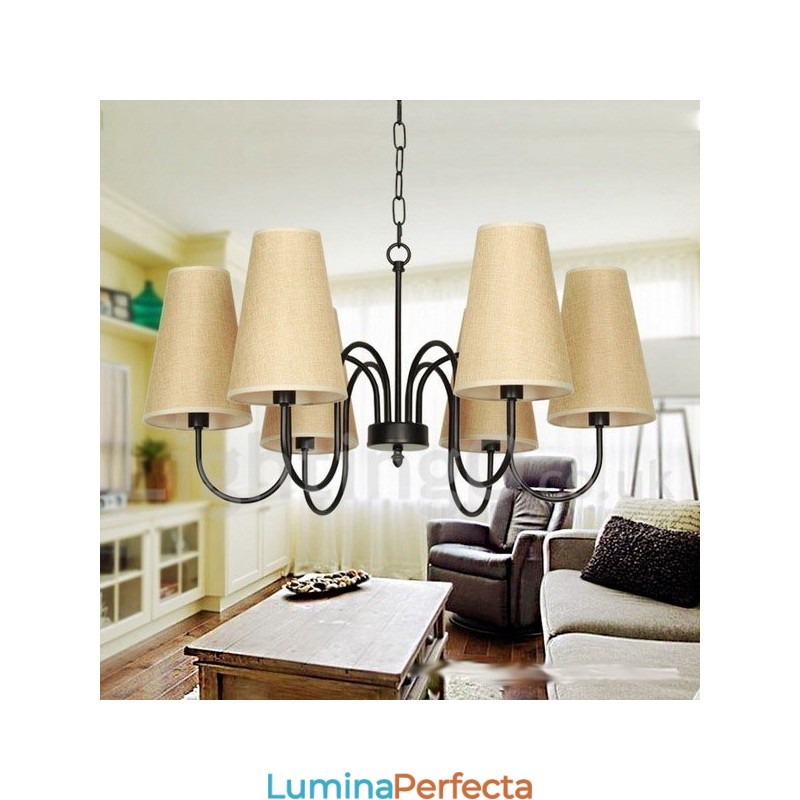 Candelabru retro contemporan în stil lumânare cu 6 lumini