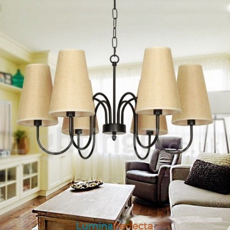 Candelabru retro contemporan în stil lumânare cu 6 lumini Candelabru retro contemporan în stil lumânare cu 6 lumini