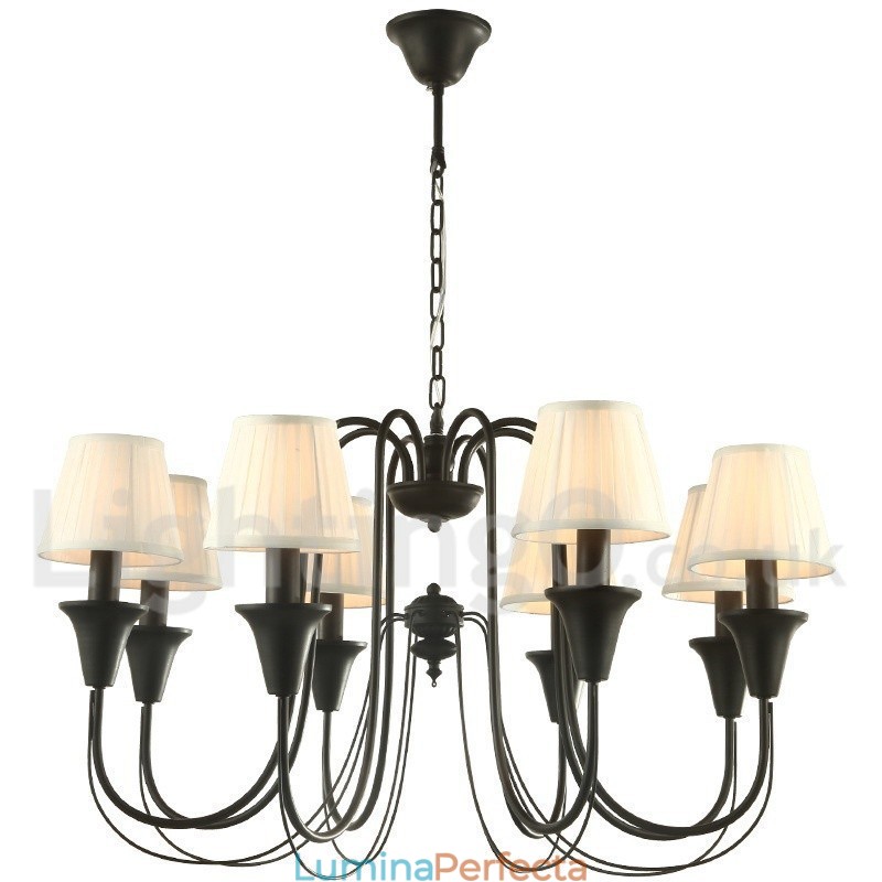 Candelabru în stil lumânare retro negru cu 8 lumini