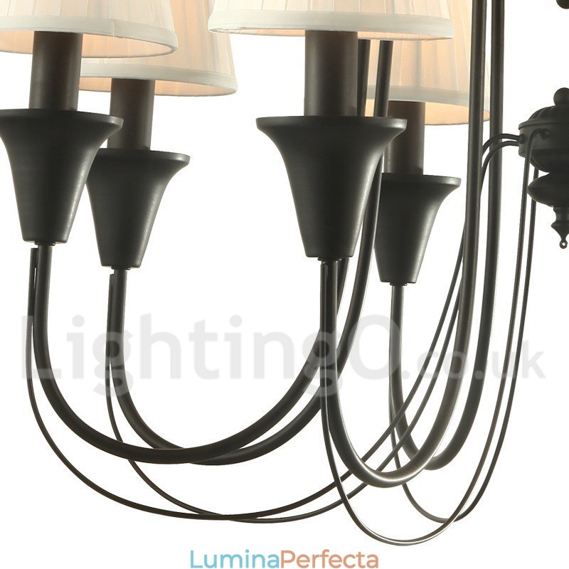 Candelabru în stil lumânare retro negru cu 8 lumini