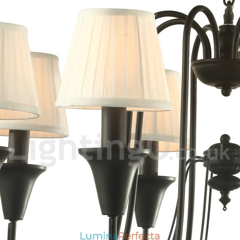 Candelabru în stil lumânare retro negru cu 8 lumini