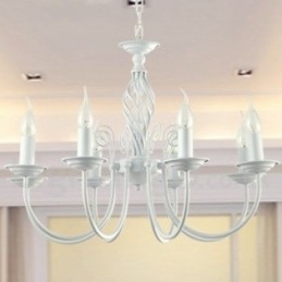 Candelabru alb, retro, în stil lumânare, cu 8 lumini