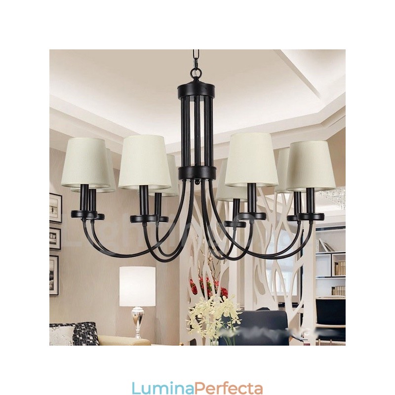 Candelabru negru, retro, în stil lumânare, cu 8 lumini