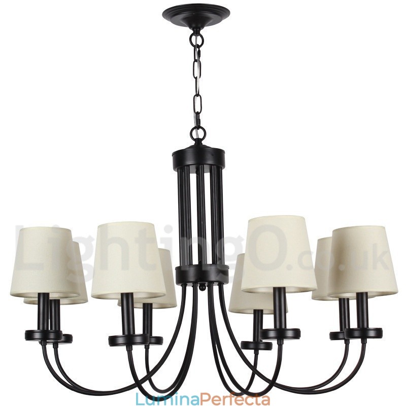 Candelabru negru, retro, în stil lumânare, cu 8 lumini